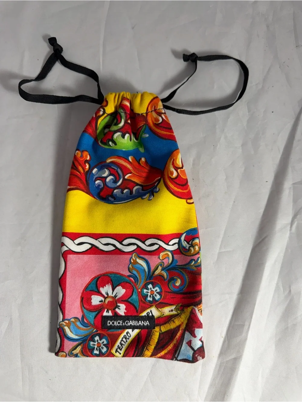 Dolce & Gabbana Pink Red Blue Floral Cinch Glasses Pouch